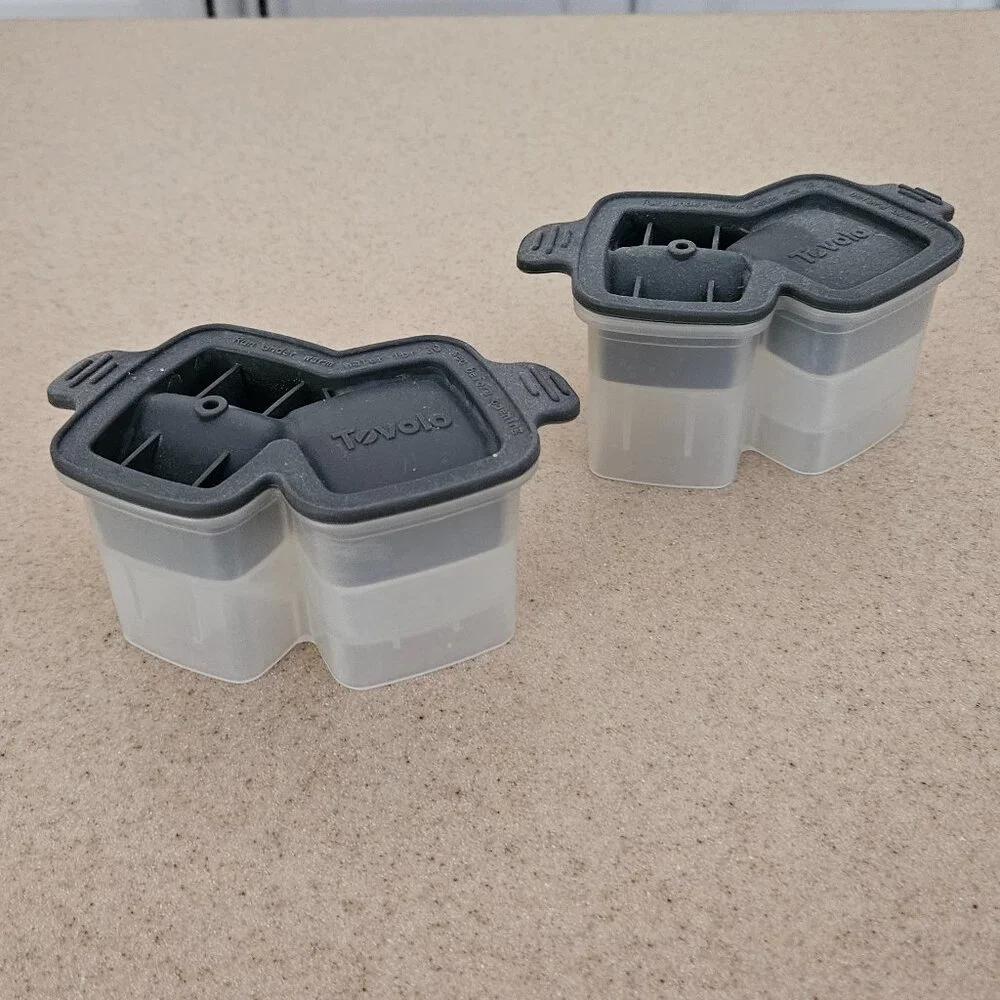 RARE 2 TOVOLO DOUBLE STACKING LIQUOR WHISKEY COCKTAIL ICE CUBE MOLD SLOW MELTING